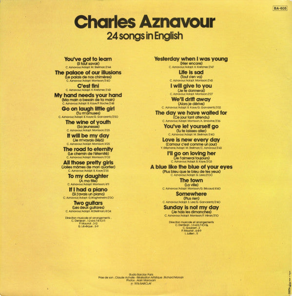 Charles Aznavour - 24 Songs In English