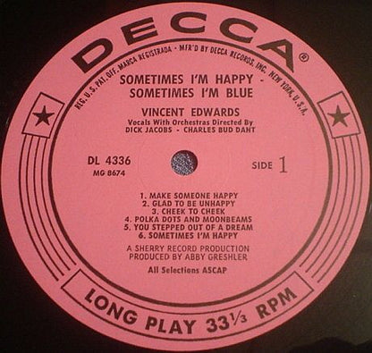 Vince Edwards - Sometimes I'm Happy... Sometimes I'm Blue