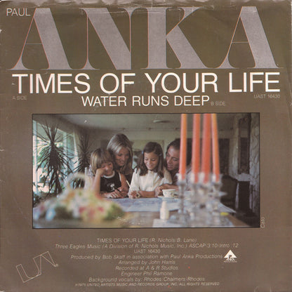 7" Single: Paul Anka - Times Of Your Life / Water Runs Deep