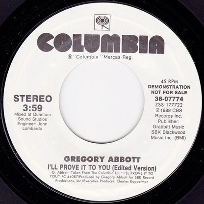 7" Single: Gregory Abbott - I'll Prove It To You