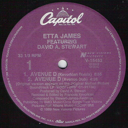 12" Single: Etta James, David A. Stewart - Avenue D (From The Original Motion Picture Soundtrack "Rooftops")