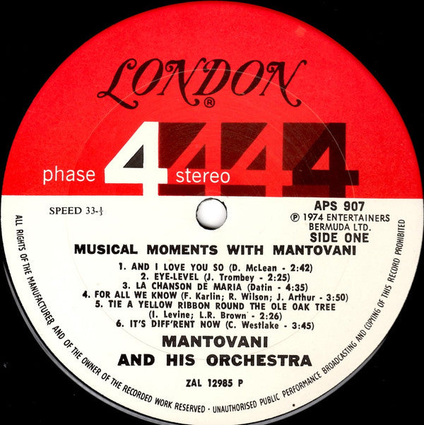 Mantovani And His Orchestra - Musical Moments With Mantovani