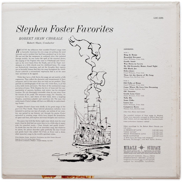Stephen Foster, The Robert Shaw Chorale - Stephen Foster Favorites