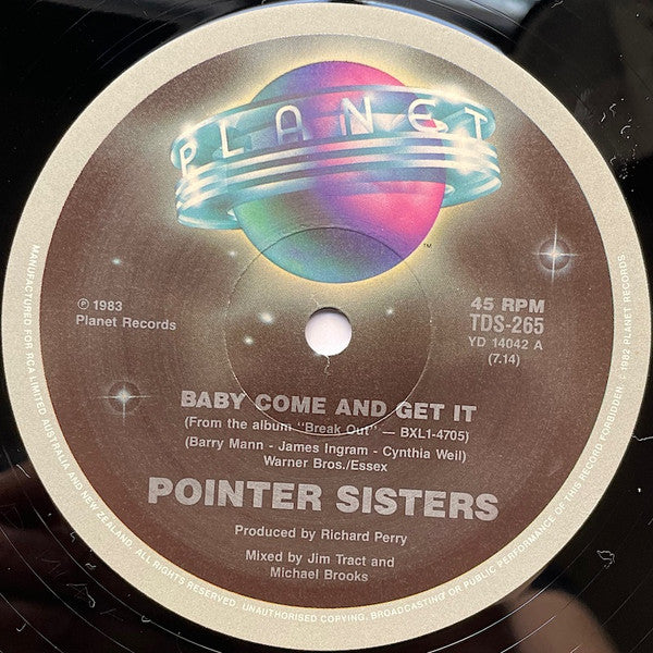 12" Single: Pointer Sisters - Baby Come And Get It b/w Operator