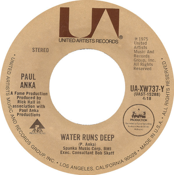 7": Paul Anka - Times Of Your Life / Water Runs Deep