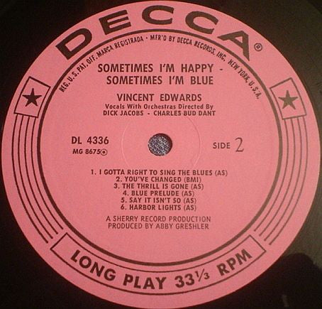 Vince Edwards (2) - Sometimes I'm Happy... Sometimes I'm Blue