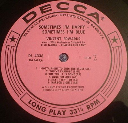 Vince Edwards - Sometimes I'm Happy... Sometimes I'm Blue