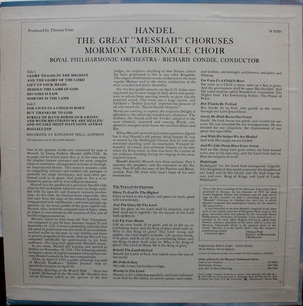 Georg Friedrich Händel, Mormon Tabernacle Choir - The Great "Messiah" Choruses