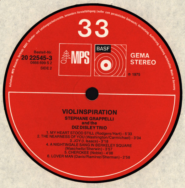 Stéphane Grappelli, Diz Disley Trio - Violinspiration