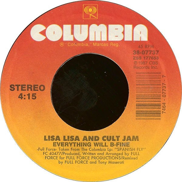 7": Lisa Lisa & Cult Jam - Everything Will B-Fine