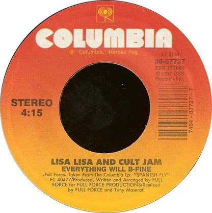 7" Single: Lisa Lisa & Cult Jam - Everything Will B-Fine