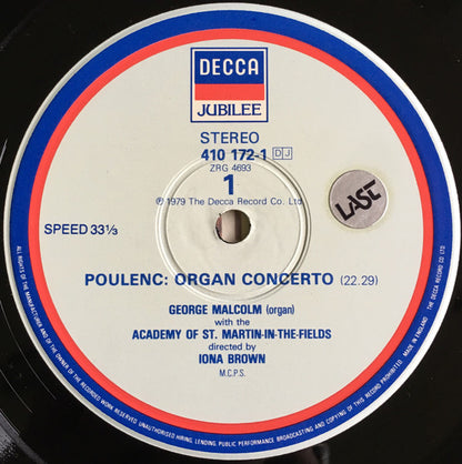 Francis Poulenc, George Malcolm, The Academy Of St. Martin-in-the-Fields, Iona Brown - Organ Concerto ∙ Concert Champêtre