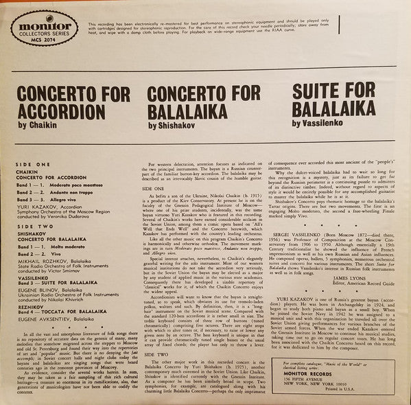 Юрий Казаков, Михаил Рожков, Евгений Блинов, Евгений Авксентьев - Concerti For Accordion And Balalaika