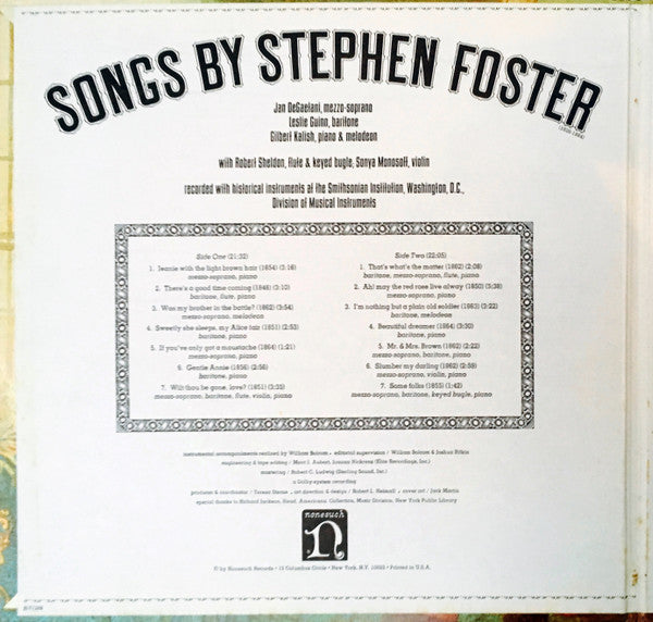 Stephen Foster, Jan Degaetani, Leslie Guinn - Songs By Stephen Foster (1826-1864)