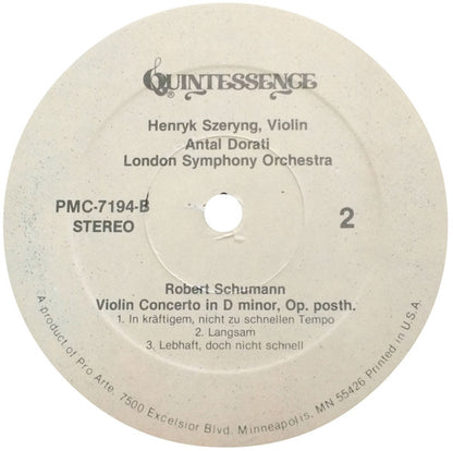 Robert Schumann, Felix Mendelssohn-Bartholdy, Henryk Szeryng, The London Symphony Orchestra, Antal Dorati - Violin Concertos