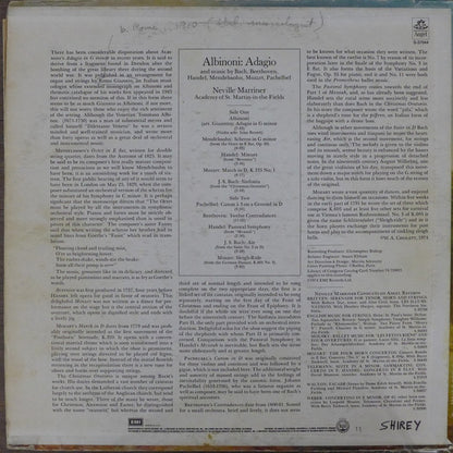 The Academy Of St. Martin-in-the-Fields, Sir Neville Marriner - Albinoni: Adagio And Music By Bach, Beethoven, Handel, Mendelssohn, Mozart, Pachelbel
