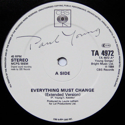 12" Single: Paul Young - Everything Must Change (Special Extended Mix)