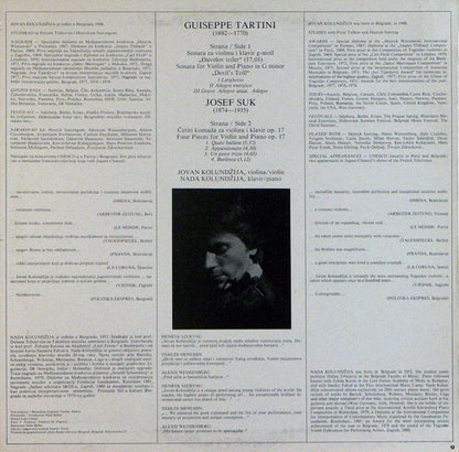 Giuseppe Tartini, Josef Suk, Jovan Kolundžija, Nada Kolundžija - "Djavolov Triler" / Četiri Komada Op. 17