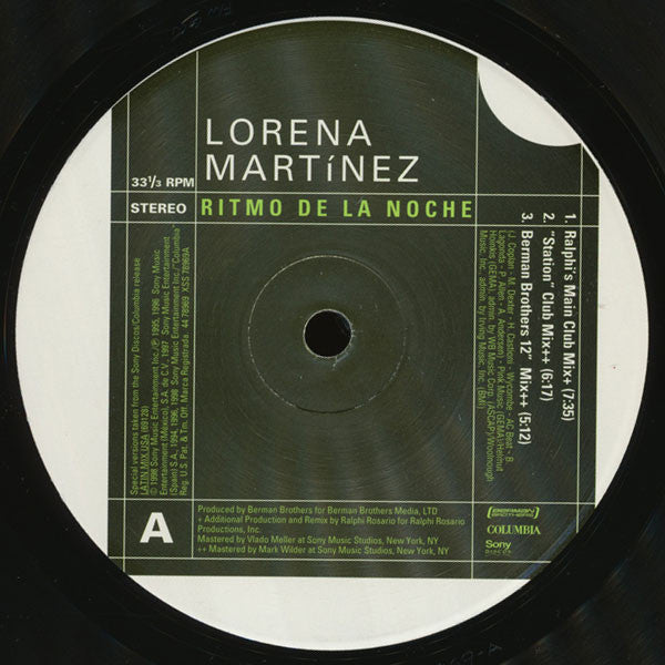 12": Lorena Martínez - Ritmo De La Noche