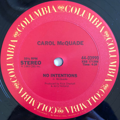 12" Single: Carol McQuade - No Intentions