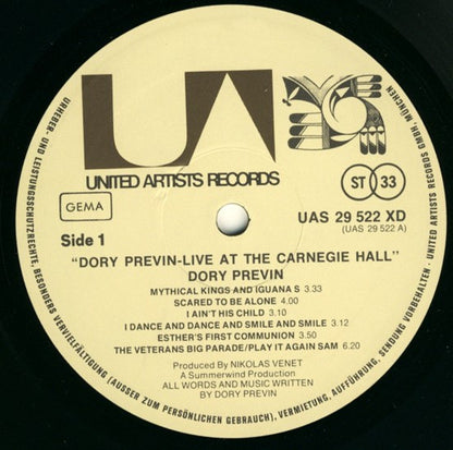 Dory Previn - Live At Carnegie Hall