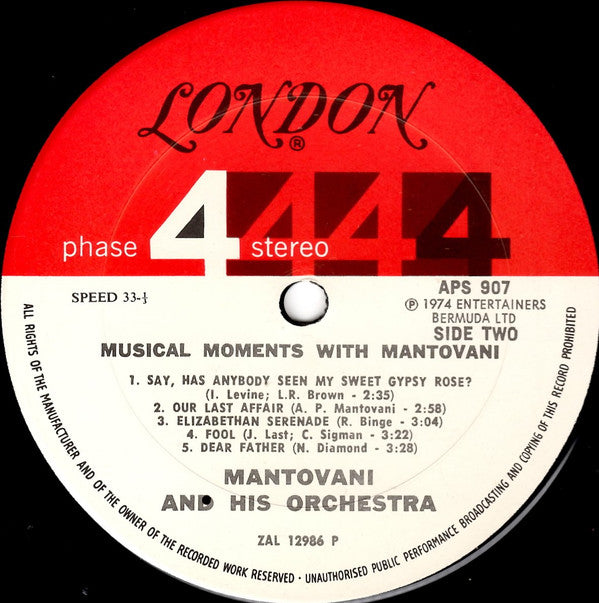 Mantovani And His Orchestra - Musical Moments With Mantovani