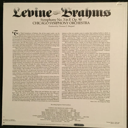 James Levine, Johannes Brahms, The Chicago Symphony Orchestra - Symphony No. 3
