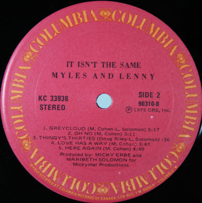 Myles And Lenny - It Isn't The Same