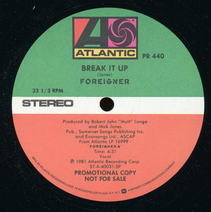 12" Single: Foreigner - Break It Up