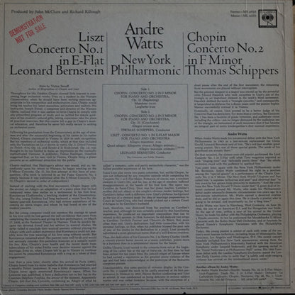 André Watts, Franz Liszt, Frédéric Chopin - Concerto No. 1 In E-Flat / Concerto No. 2 In F Minor
