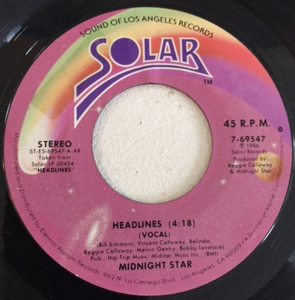 7" Single: Midnight Star - Headlines