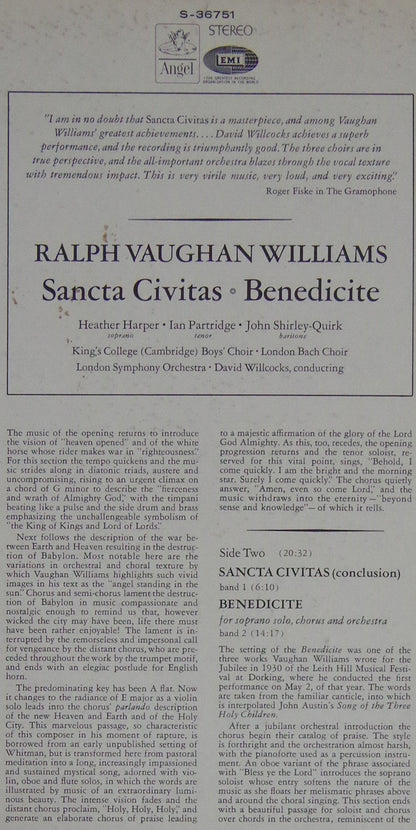 Ralph Vaughan Williams, Heather Harper, Ian Partridge, John Shirley-Quirk, The King's College Choir Of Cambridge, The Bach Choir, The London Symphony Orchestra, David Willcocks - Sancta Civitas / Benedicite