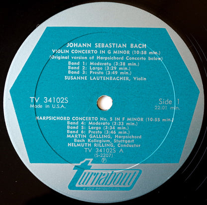 Johann Sebastian Bach, Susanne Lautenbacher, Martin Galling - Violin Concerto In G Minor / Harpsichord Concerto No. 5 In F Minor / Harpsichord Concerto No. 4 In A Major
