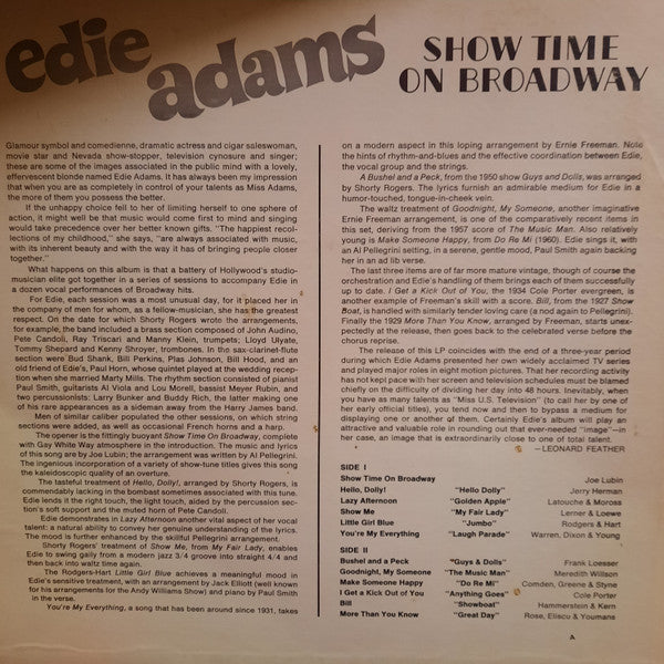 Edie Adams - Show Time On Broadway