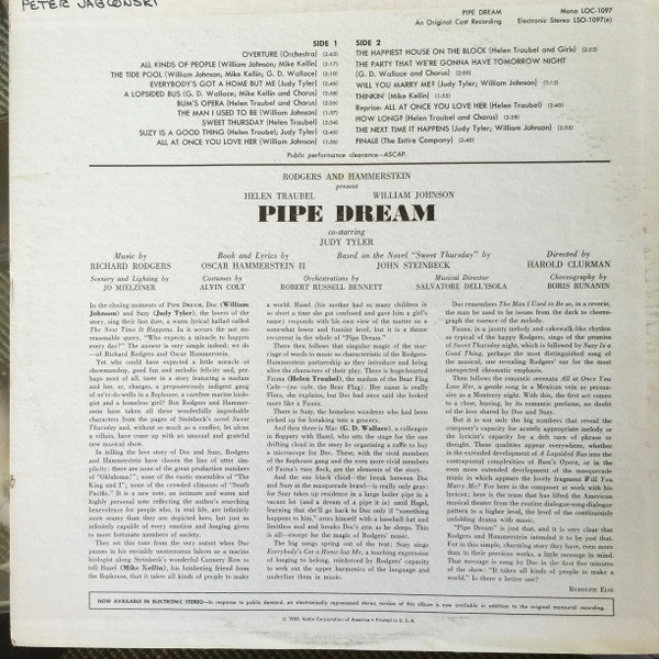 Rodgers & Hammerstein, Helen Traubel, Bill Johnson - Pipe Dream