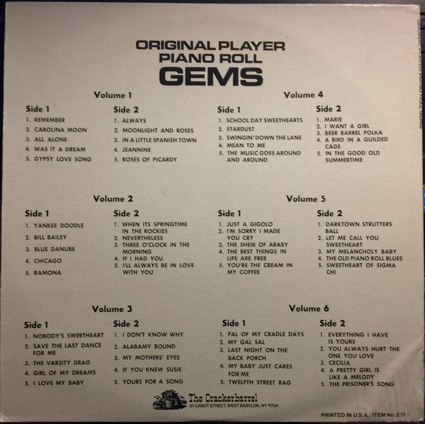 No Artist - Original Player Piano Roll Gems, Volume 1