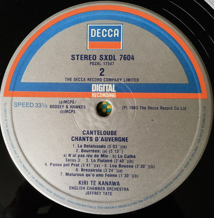 Joseph Canteloube, Kiri Te Kanawa, English Chamber Orchestra, Jeffrey Tate - Chants D'Auvergne Vol 1