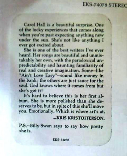 Carol Hall - If I Be Your Lady