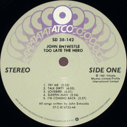 John Entwistle - Too Late The Hero