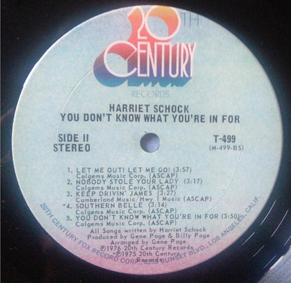 Harriet Schock - You Don't Know What You're In For