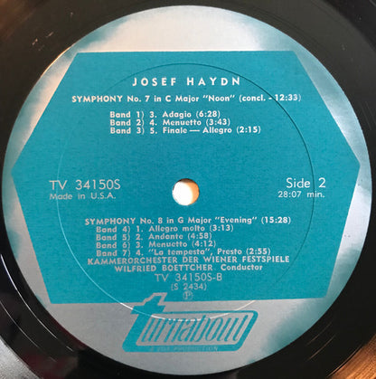Joseph Haydn, Kammerorchester Der Wiener Festspiele, Wilfried Boettcher - Symphonies No. 6 "Le Matin" No. 7 "Le Midi" No. 8 "Le Soir"