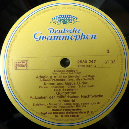 Tomaso Albinoni, Johann Pachelbel, Luigi Boccherini, Ottorino Respighi, Herbert Von Karajan, Berliner Philharmoniker - Adagio - Canon - Quintettino - Danses Antiques