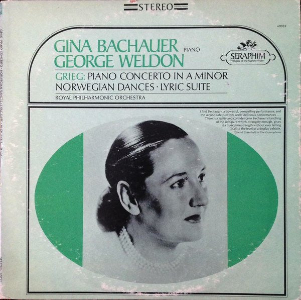 Edvard Grieg, Gina Bachauer, George Weldon, Royal Philharmonic Orchestra - Piano Concerto In A Minor - Norwegian Dances, Lyric Suite