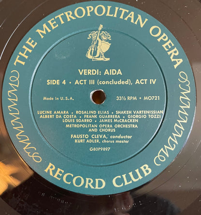 Giuseppe Verdi, Lucine Amara, Rosalind Elias, Shakeh Vartenissian, Albert Da Costa, Frank Guarrera, Giorgio Tozzi, Louis Sgarro, James McCracken, The Metropolitan Opera House Orchestra, Metropolitan Opera Chorus, Fausto Cleva, Kurt Herbert Adler - Aïda