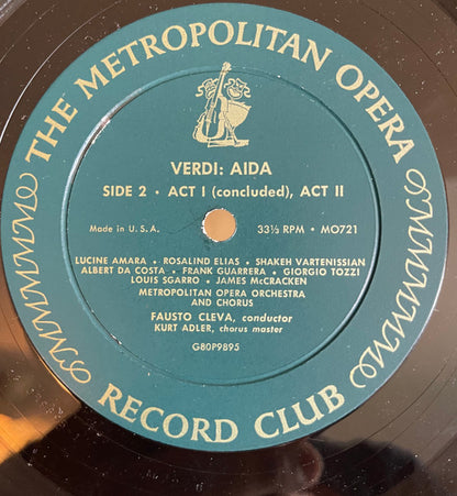 Giuseppe Verdi, Lucine Amara, Rosalind Elias, Shakeh Vartenissian, Albert Da Costa, Frank Guarrera, Giorgio Tozzi, Louis Sgarro, James McCracken, The Metropolitan Opera House Orchestra, Metropolitan Opera Chorus, Fausto Cleva, Kurt Herbert Adler - Aïda