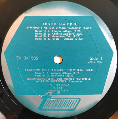 Joseph Haydn, Kammerorchester Der Wiener Festspiele, Wilfried Boettcher - Symphonies No. 6 "Le Matin" No. 7 "Le Midi" No. 8 "Le Soir"