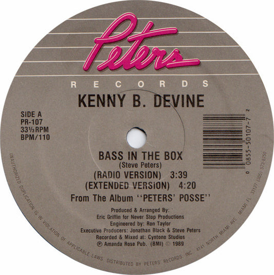 12": Kenny B. Devine - Bass In The Box