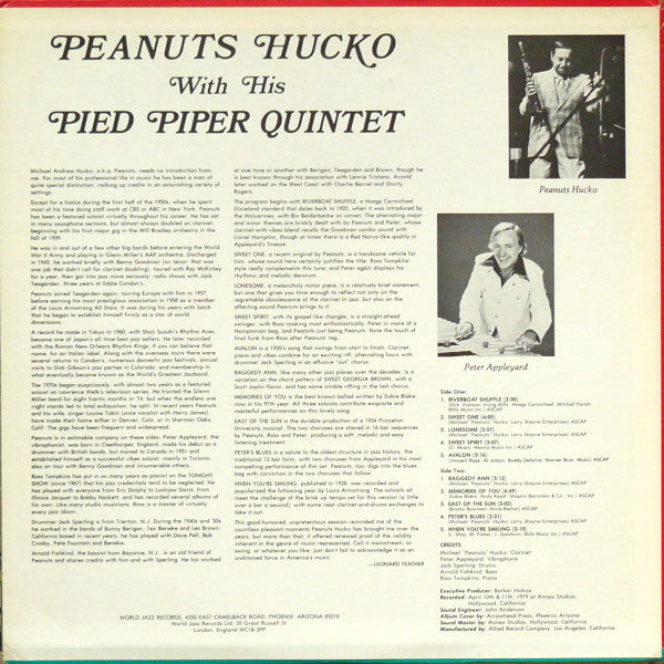 Peanuts Hucko, Pied Piper Quintet, Peter Appleyard - Peanuts Hucko With His Pied Piper Quintet