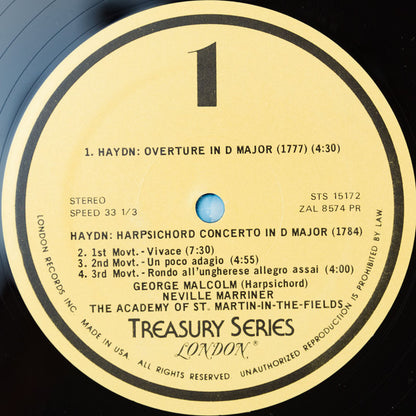 Johann Christian Bach, Joseph Haydn, George Malcolm, The Academy Of St. Martin-in-the-Fields, Sir Neville Marriner - Harpsichord Concertos / Overture In D