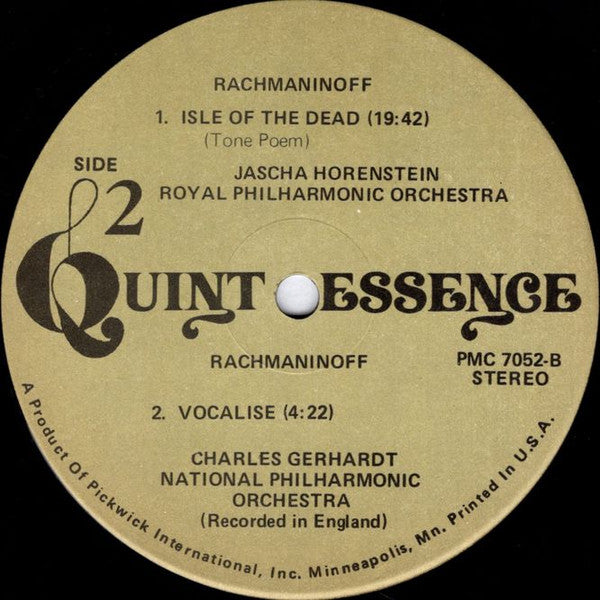 Sergei Vasilyevich Rachmaninoff, Earl Wild, Jascha Horenstein, The Royal Philharmonic Orchestra - Piano Concerto No. 1 / Isle Of The Dead / Vocalise